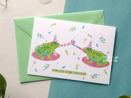 Frogs Happy Birthday Greetings Card