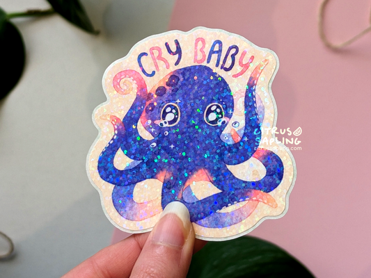 Cry Baby Octopus Holo Sticker