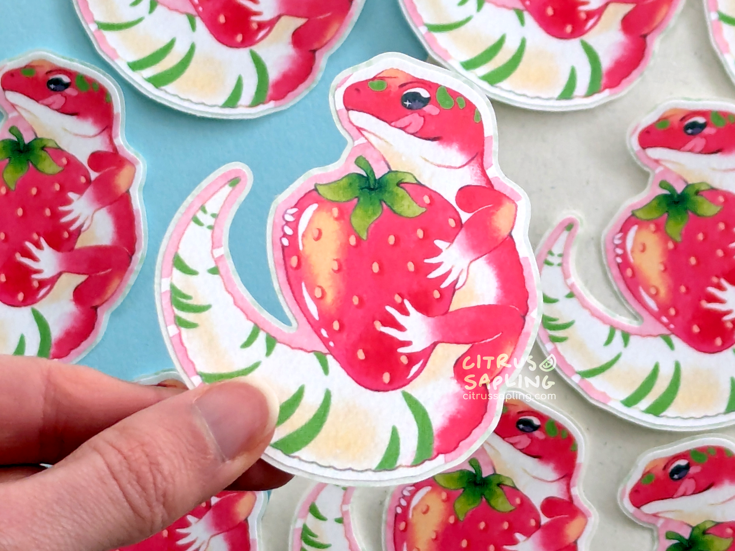 Strawberry Gecko Sticker