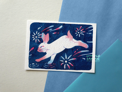 Shooting Star Rabbit Postcard
