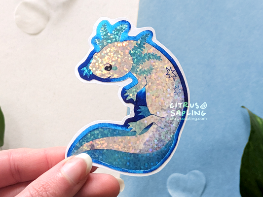 Axolotl Holo Glitter Sticker