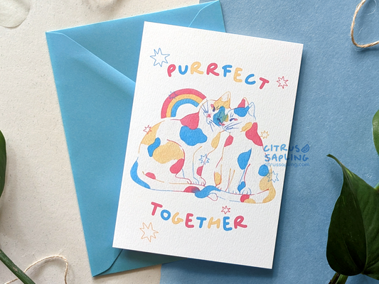 Purrfect Together Cats Greetings Card