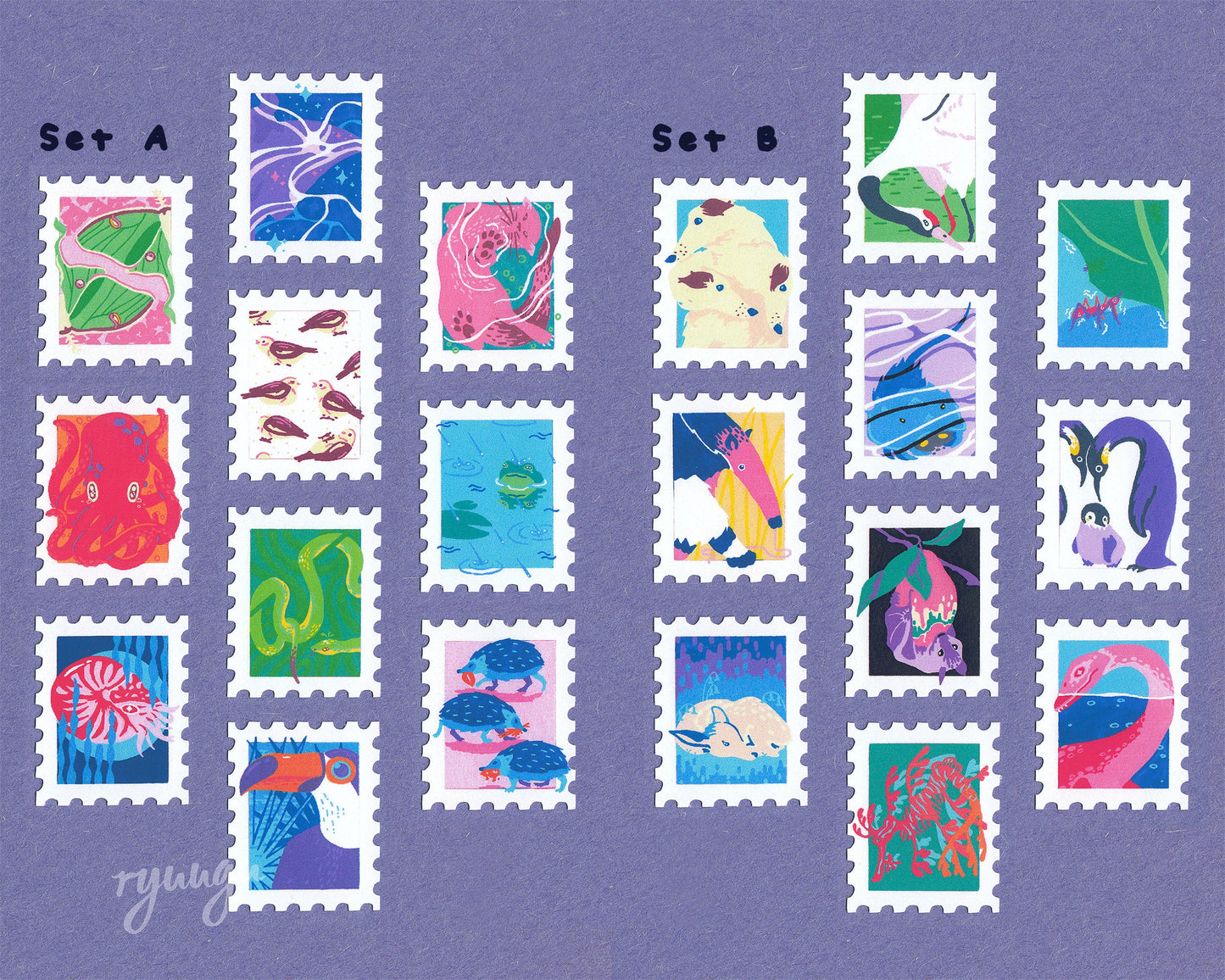 Animal Stamps Sticker Sheet