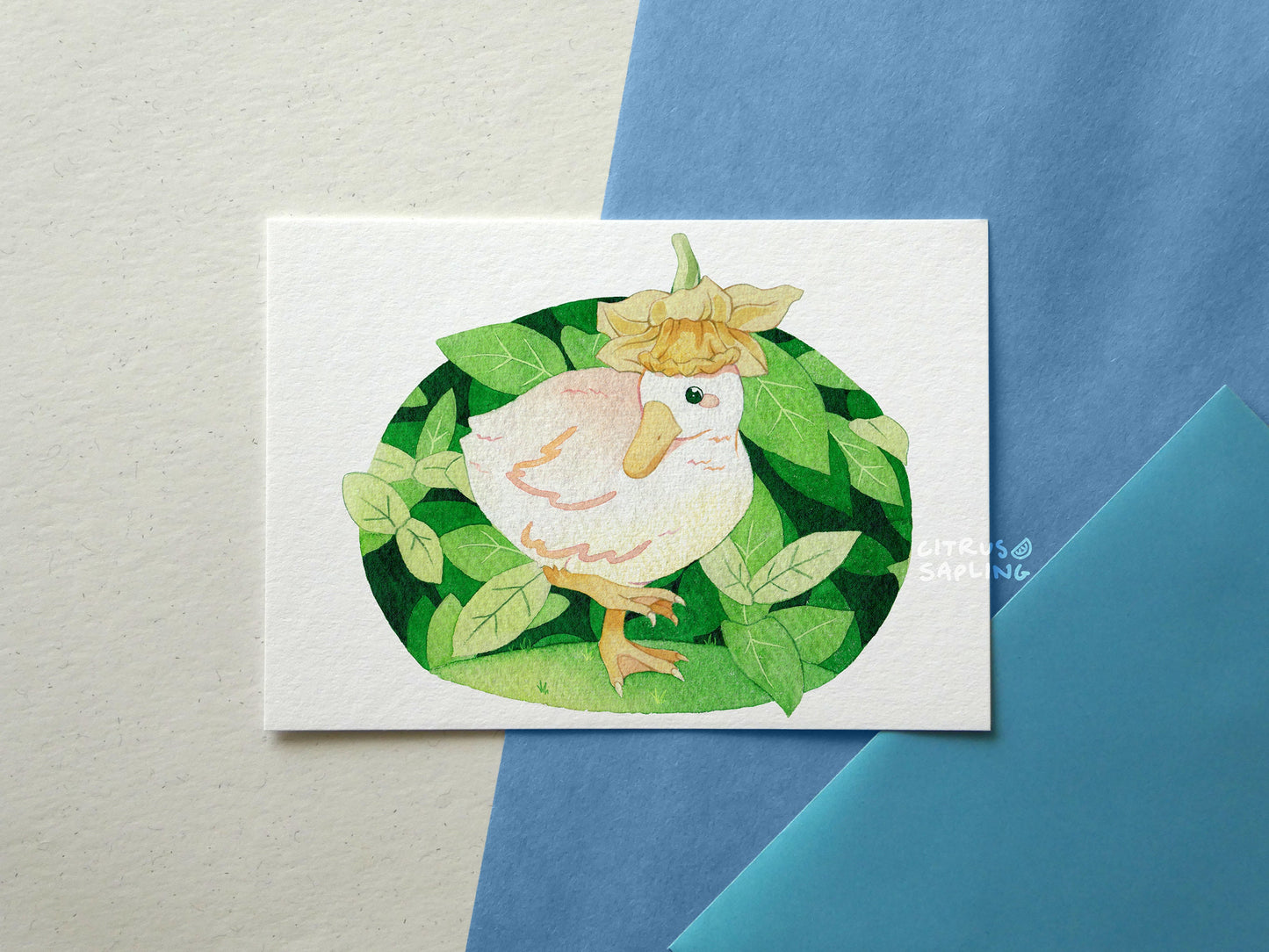 Flower Hat Duckling Postcard