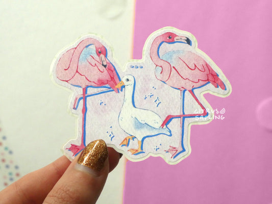 Goose & Flamingos Sticker