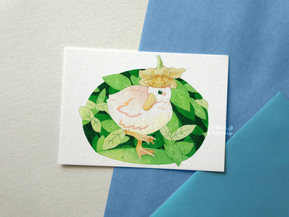 Flower Hat Duckling Postcard