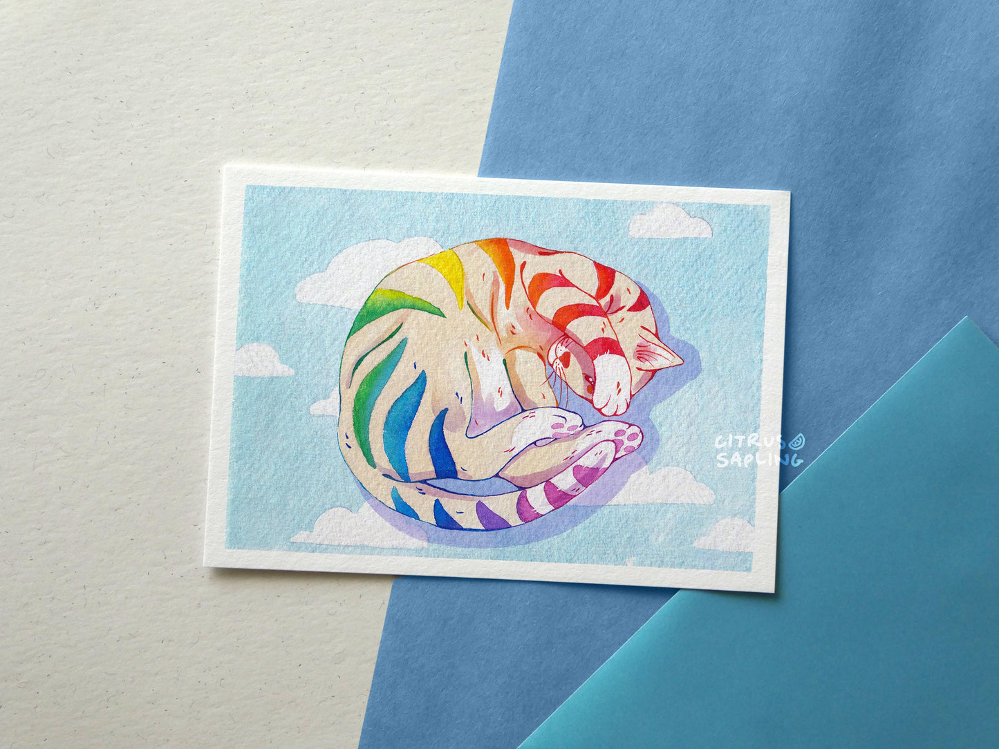 Rainbow Tabby Cat Postcard
