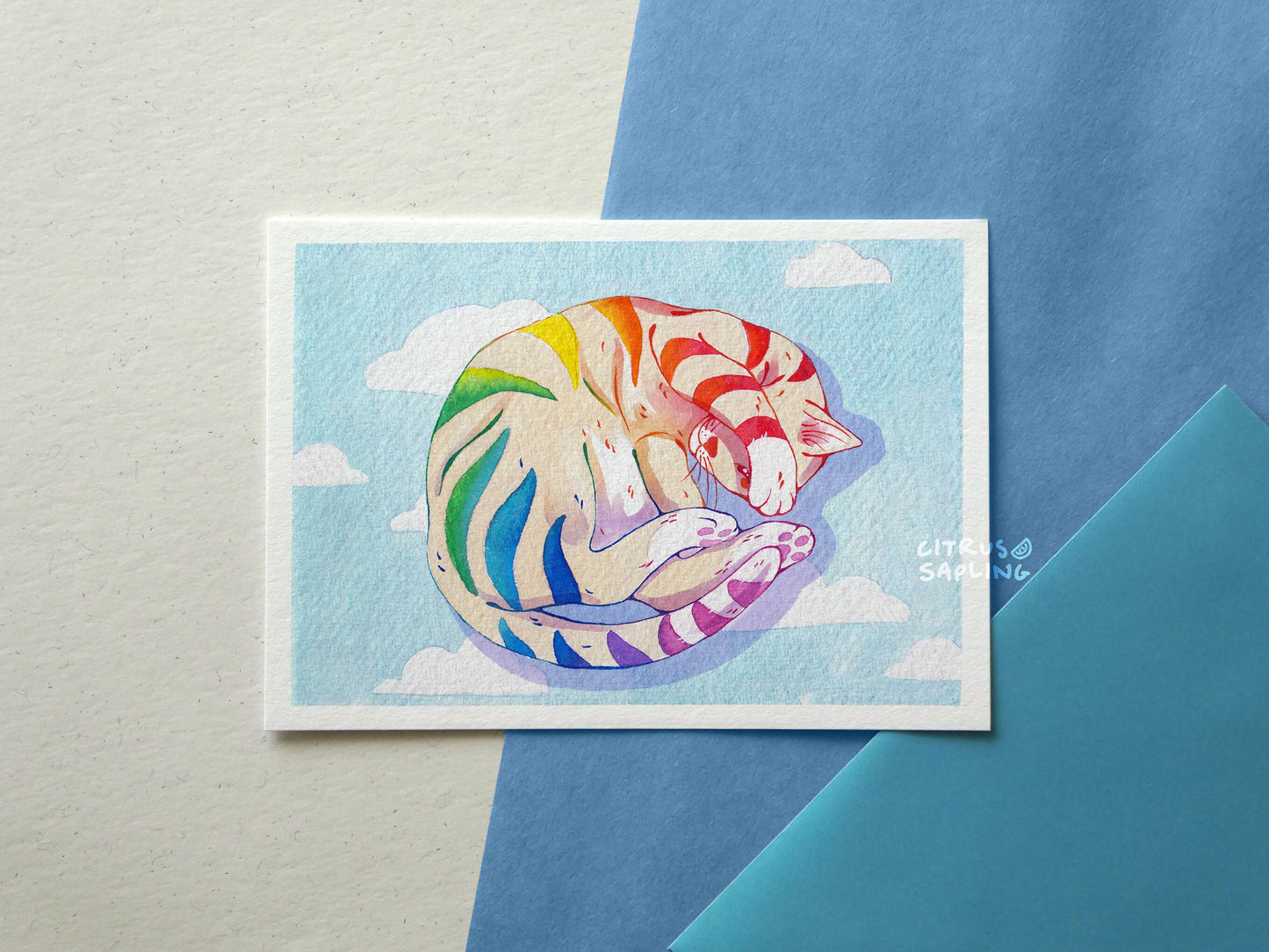 Rainbow Tabby Cat Postcard