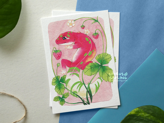 Strawberry Gecko Postcard Print