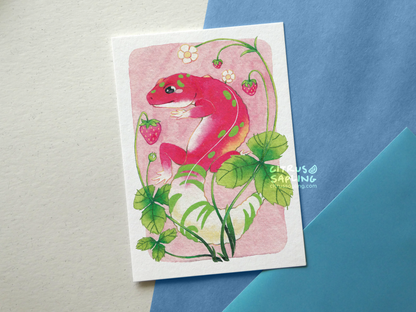 Strawberry Gecko Postcard Print