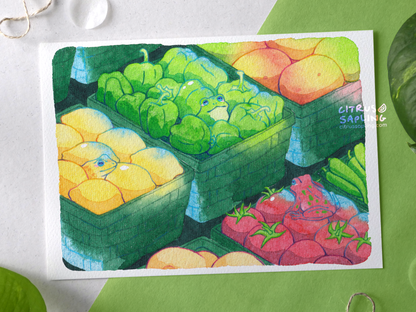 Frog Groceries Art Print