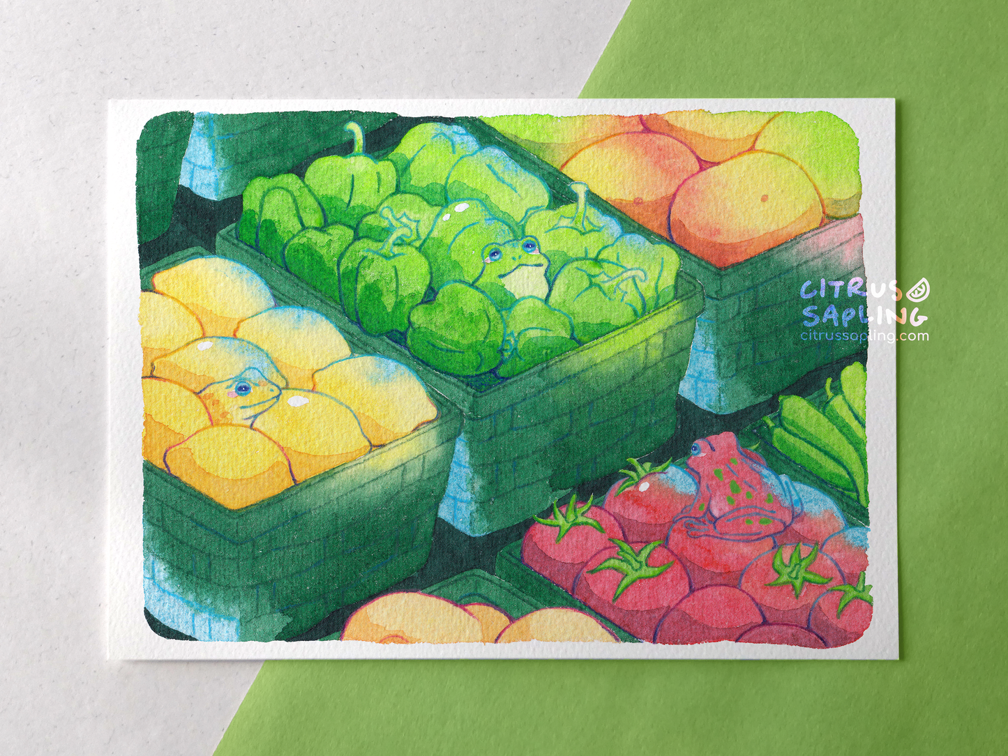 Frog Groceries Art Print