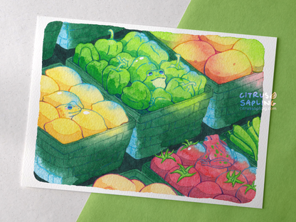 Frog Groceries Art Print