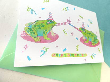 Frogs Happy Birthday Greetings Card