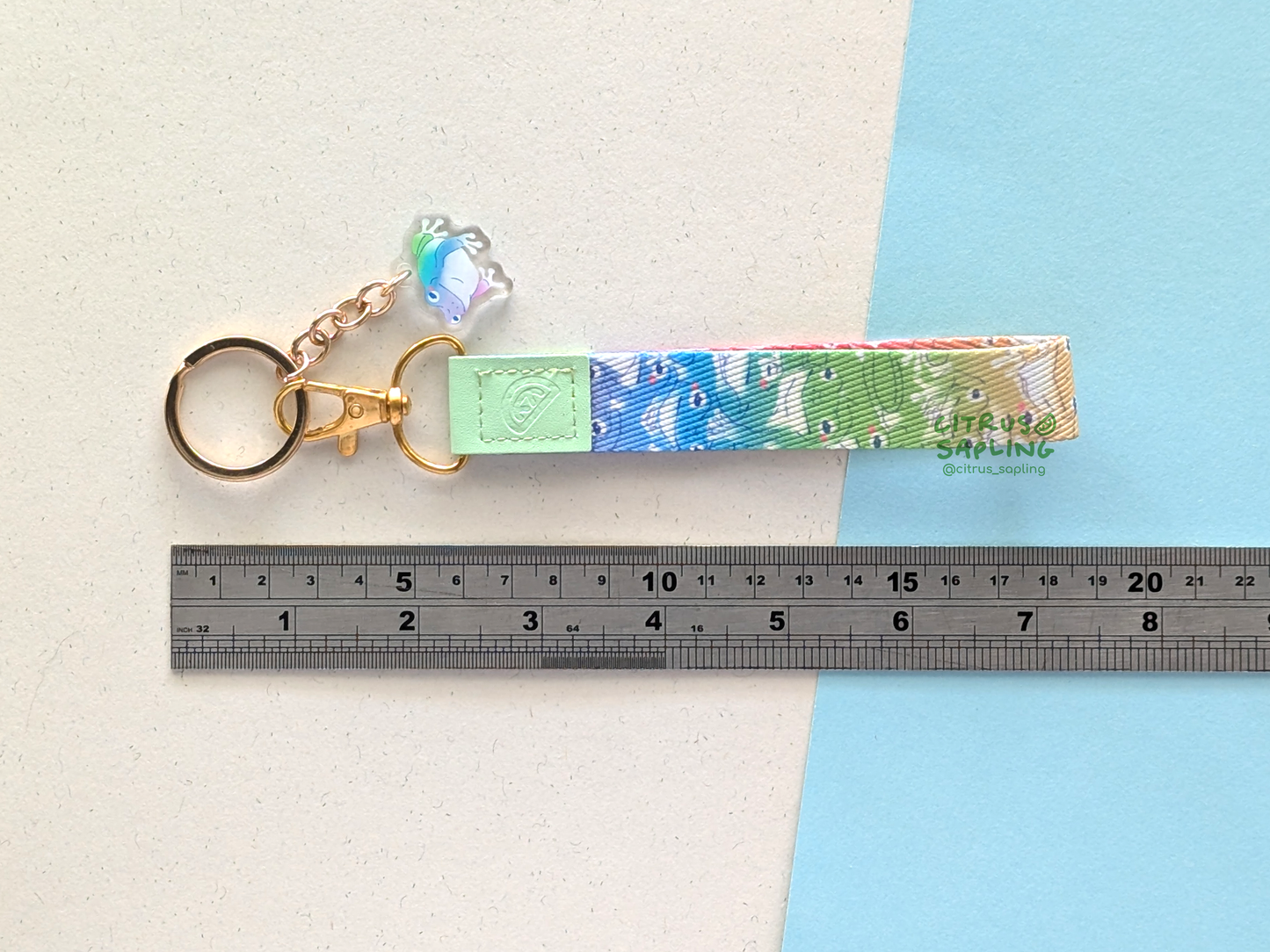 Rainbow Frog Stack Mini Lanyard Keyring