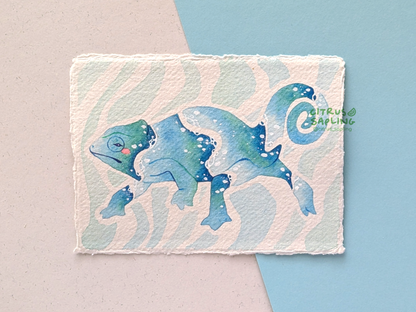 Seafoam Chameleon Original Watercolour Painting