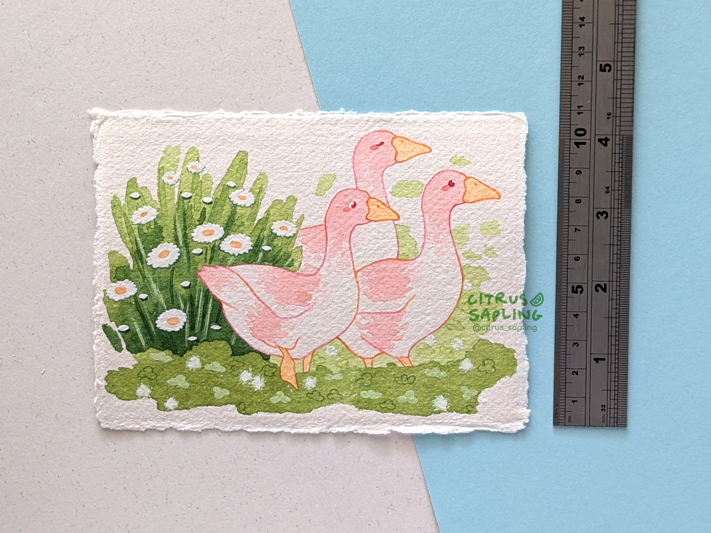 Garden Geese Original Watercolour Painting