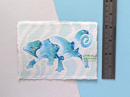 Seafoam Chameleon Original Watercolour Painting