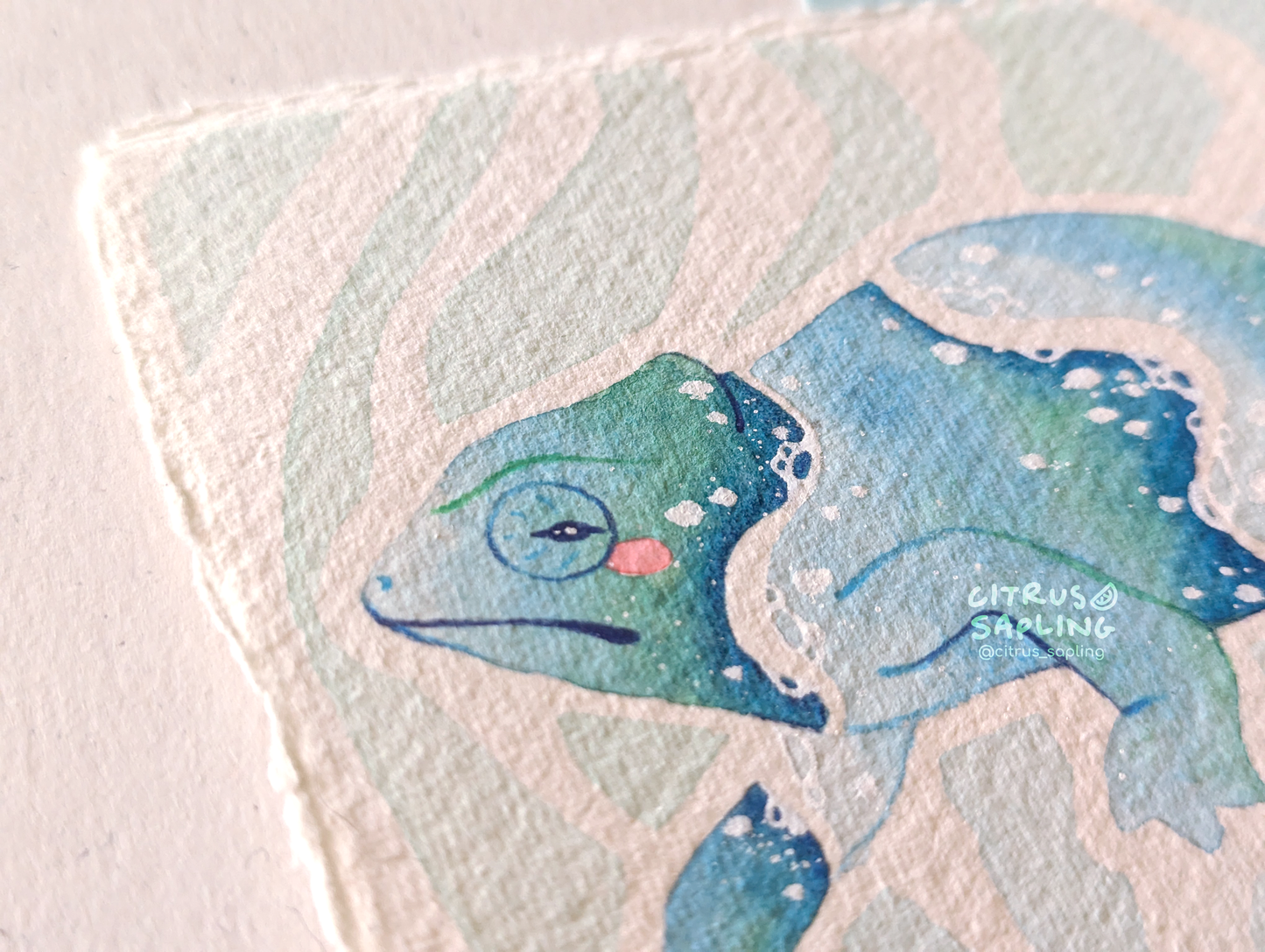 Seafoam Chameleon Original Watercolour Painting