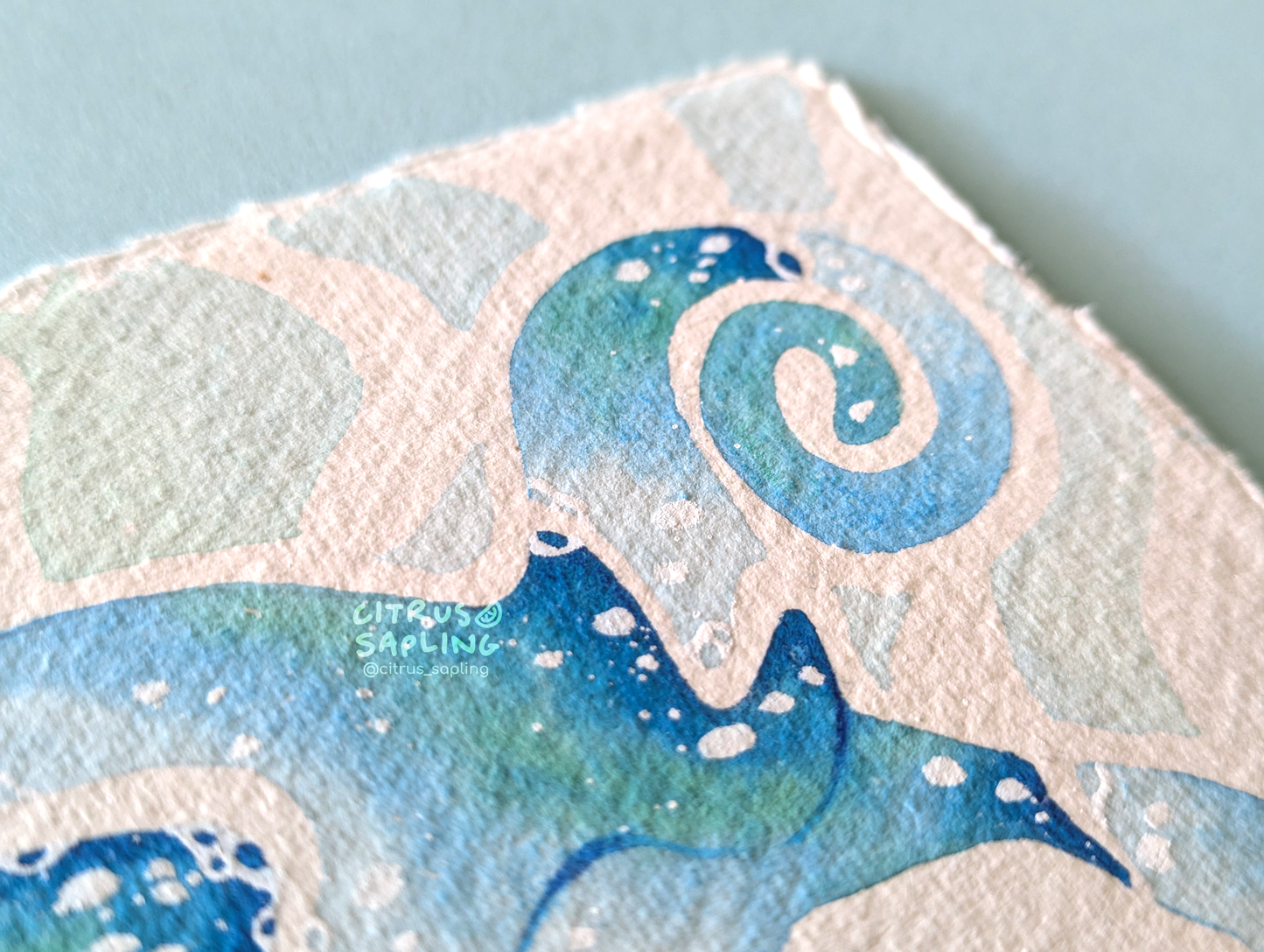 Seafoam Chameleon Original Watercolour Painting