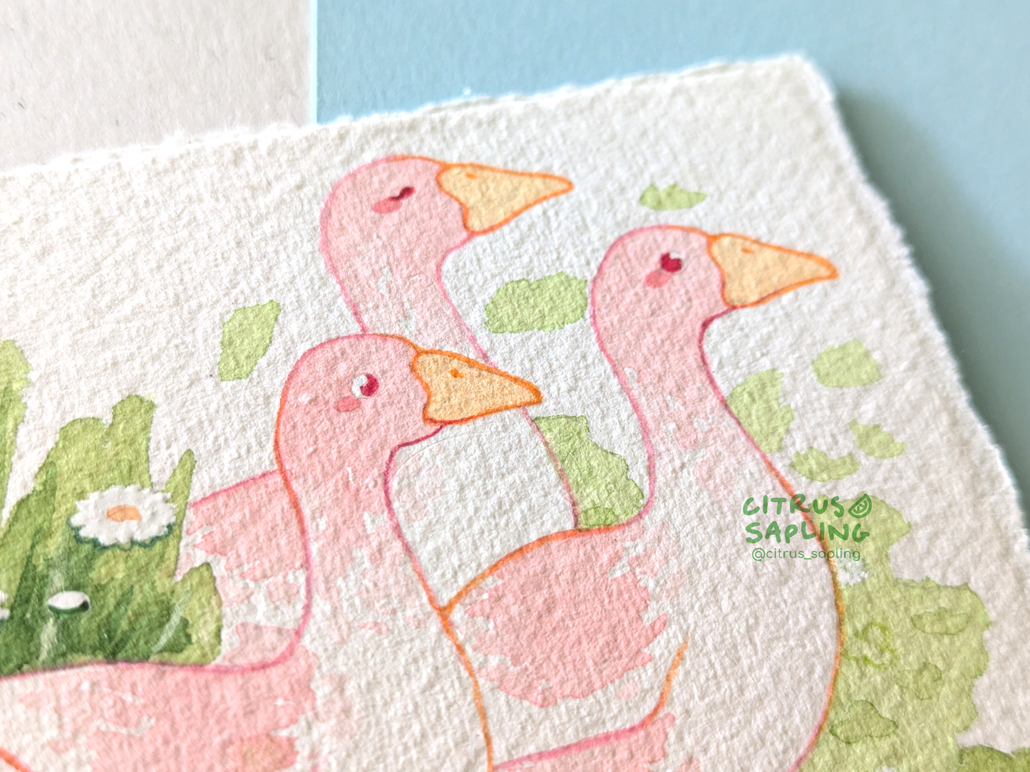 Garden Geese Original Watercolour Painting