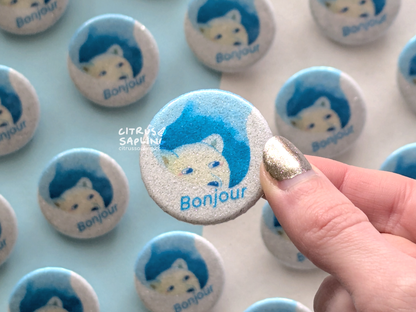 Bonjour Glitter Badge