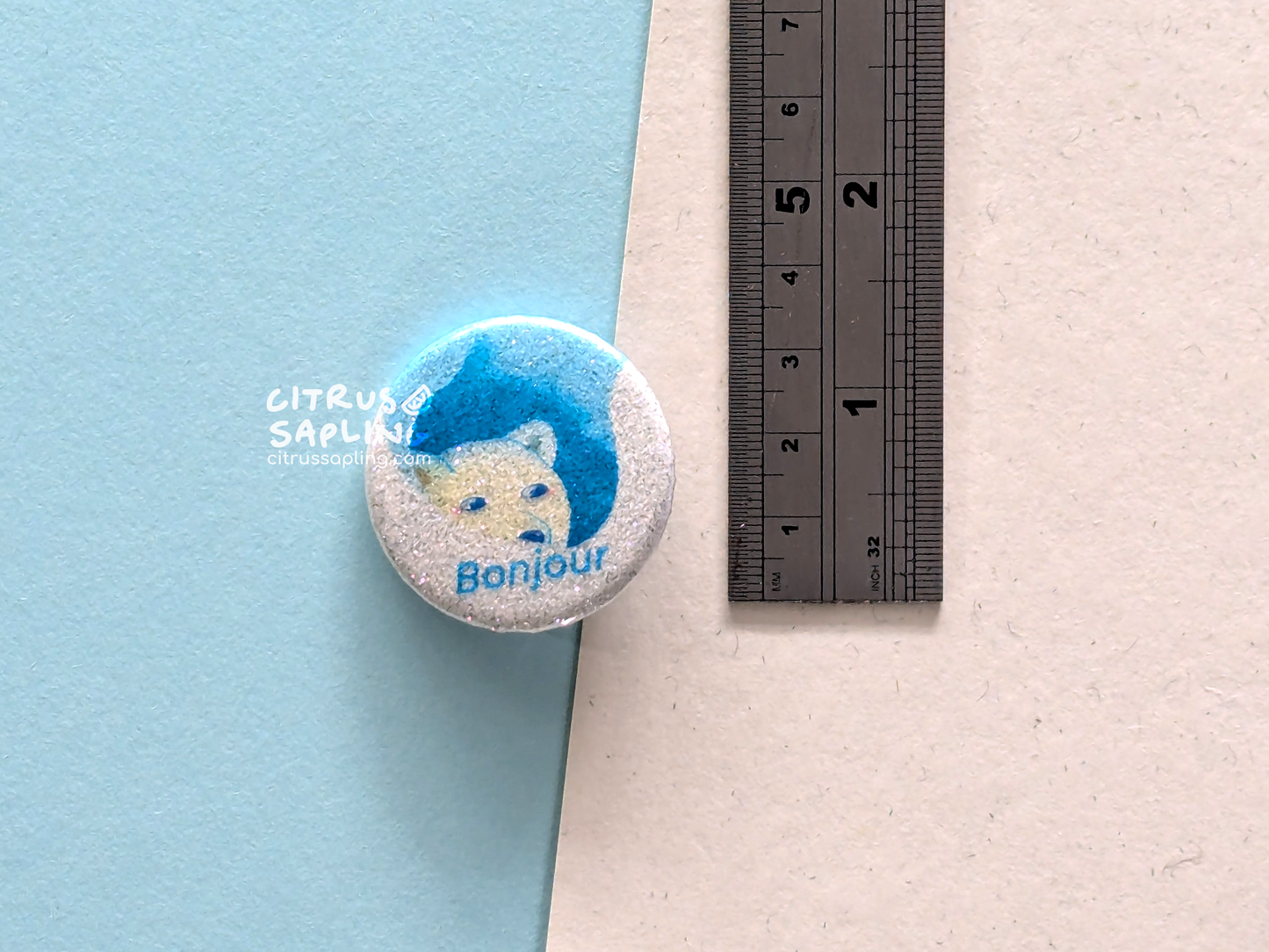 Bonjour Glitter Badge