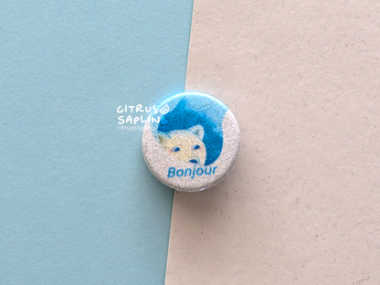 Bonjour Glitter Badge