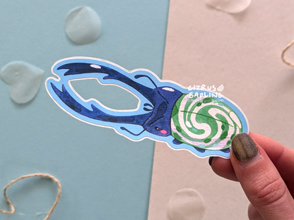 Mint Swirl Stag Beetle Sticker