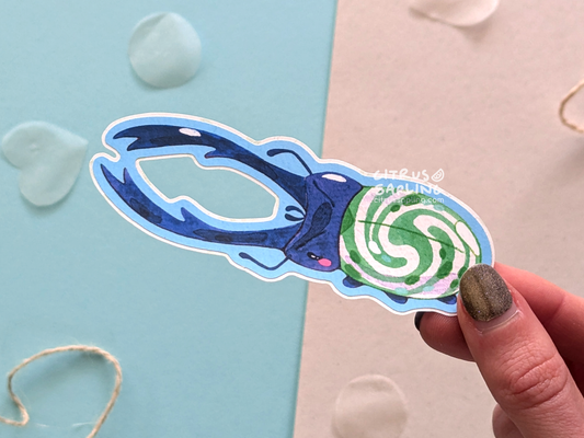 Mint Swirl Stag Beetle Sticker