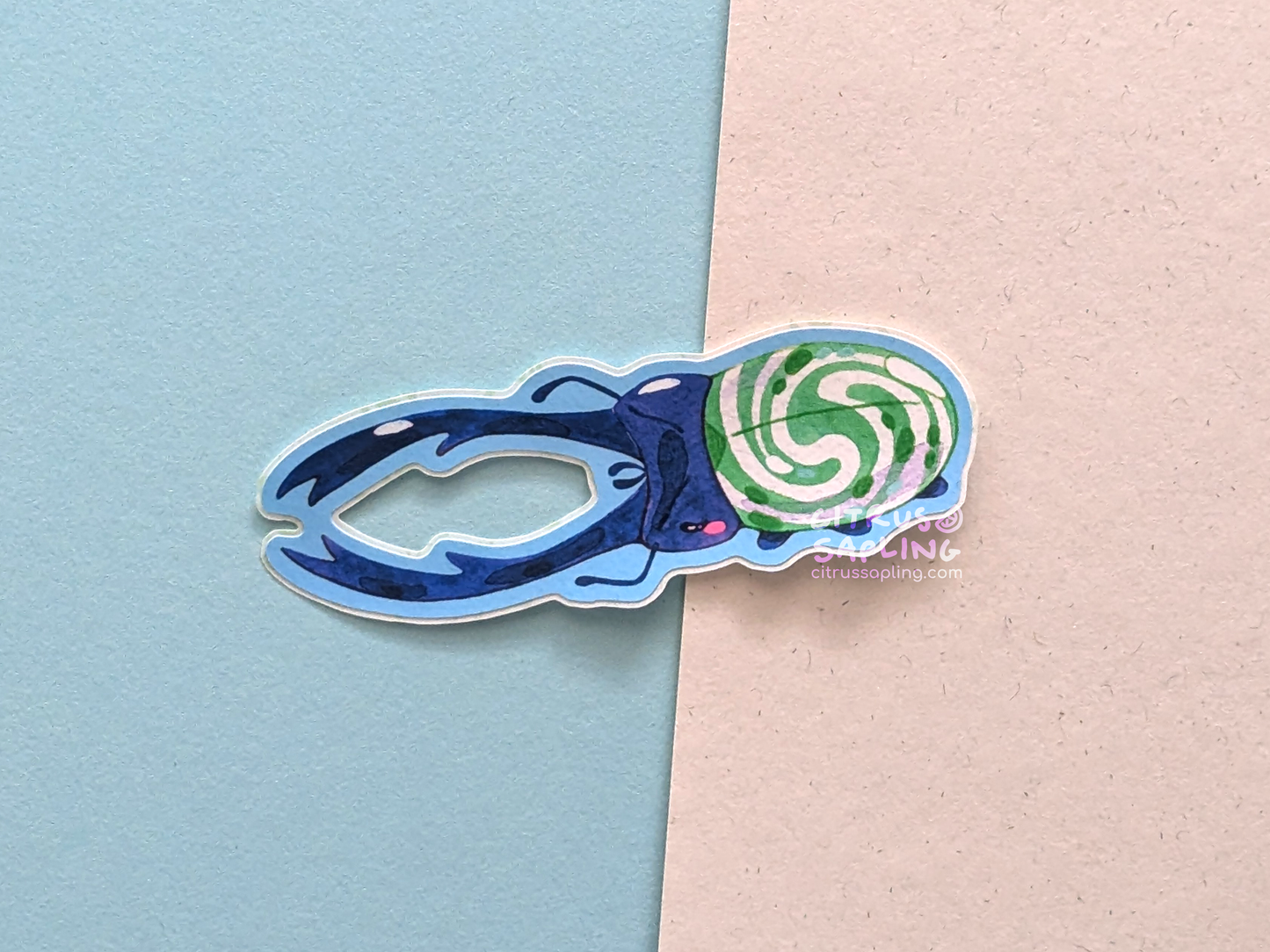 Mint Swirl Stag Beetle Sticker