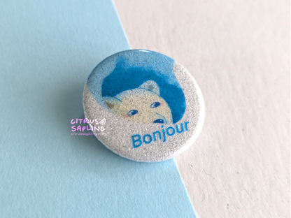 Bonjour Glitter Badge