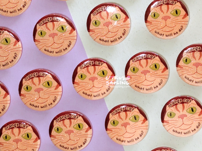 Orange Cat Glitter Badge