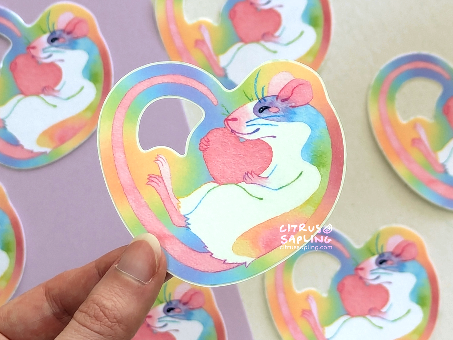Rainbow Rat Glitter Sticker