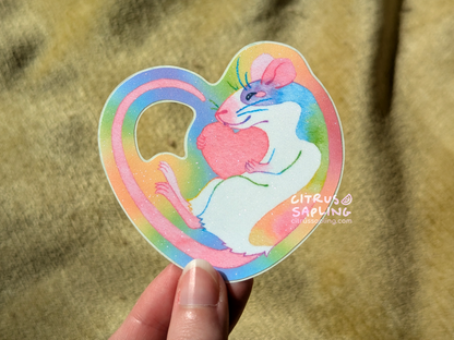 Rainbow Rat Glitter Sticker