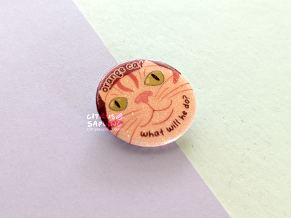 Orange Cat Glitter Badge