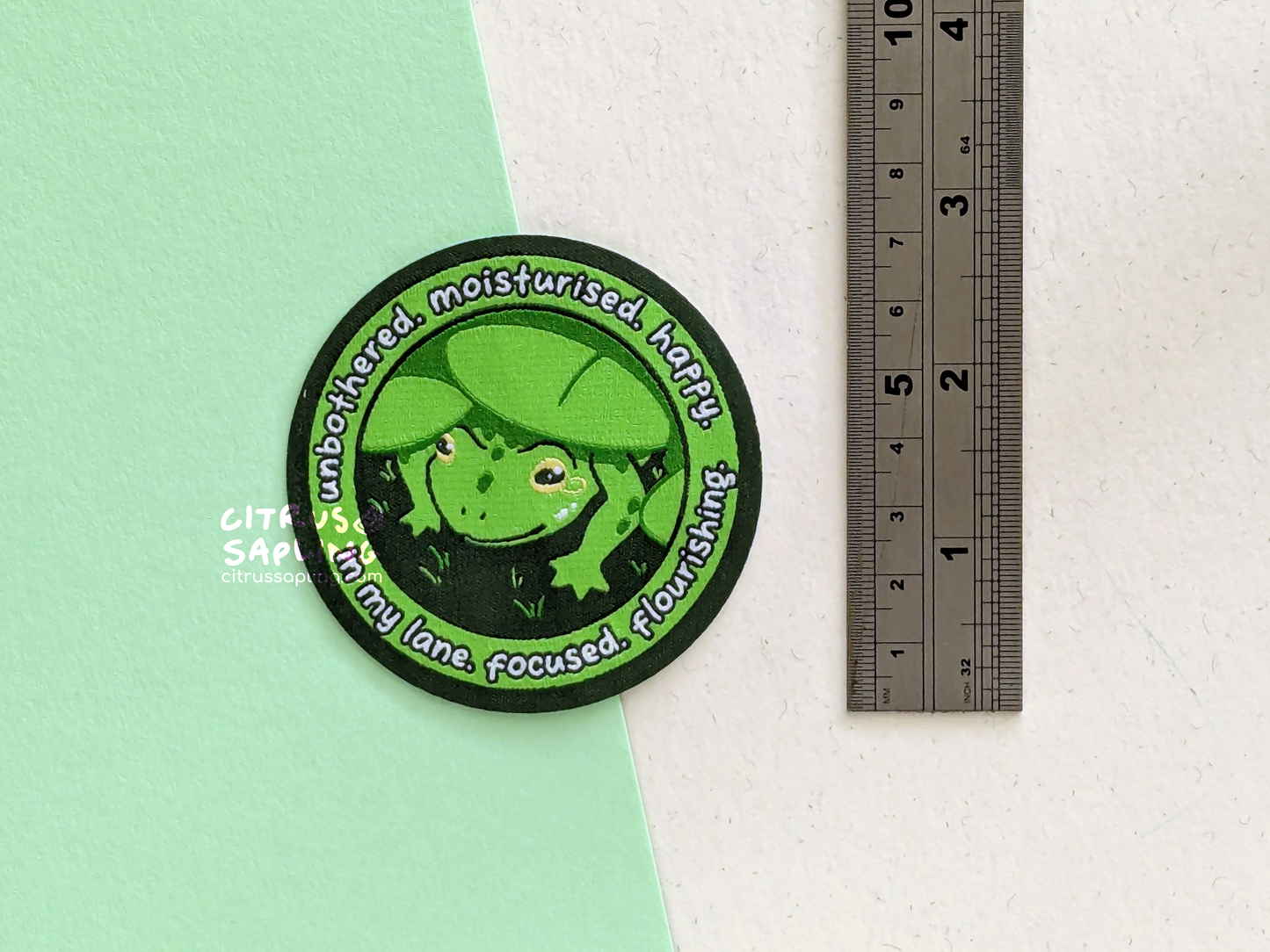 Unbothered Frog Woven Patch