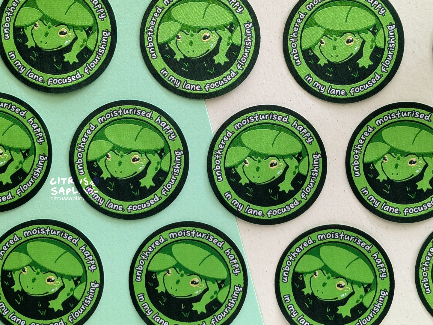 Unbothered Frog Woven Patch