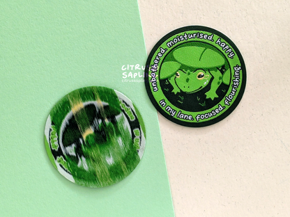 Unbothered Frog Woven Patch