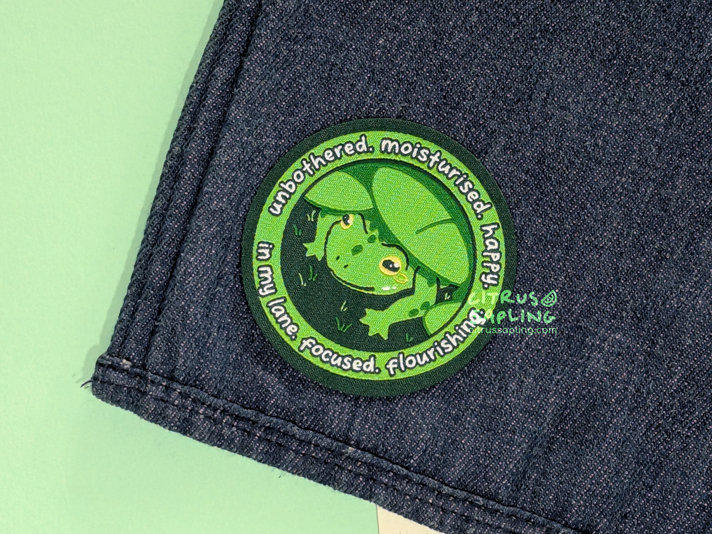 Unbothered Frog Woven Patch