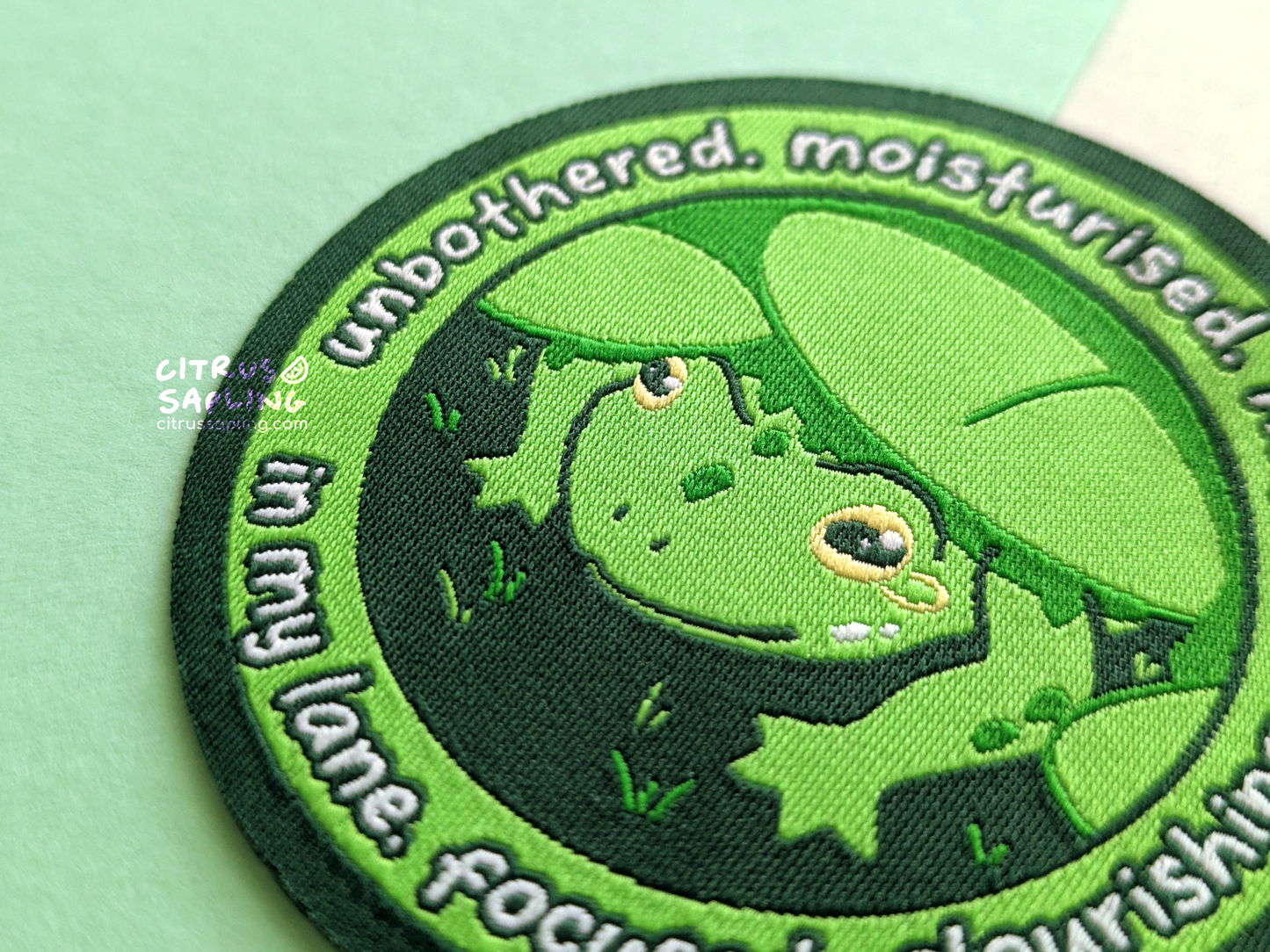 Unbothered Frog Woven Patch