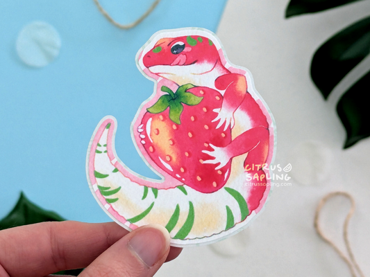 Strawberry Gecko Sticker