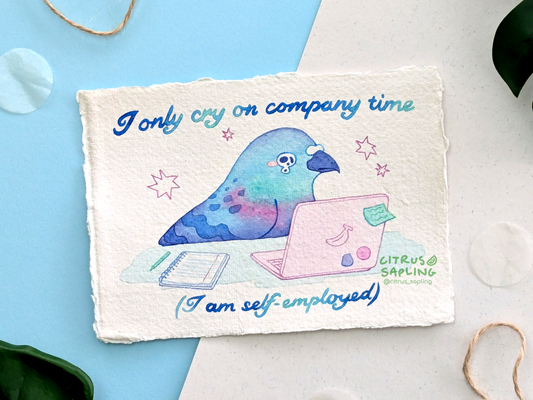 Self Employed Pigeon Original Watercolour Painting