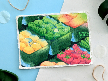 Frog Groceries Original Watercolour Painting
