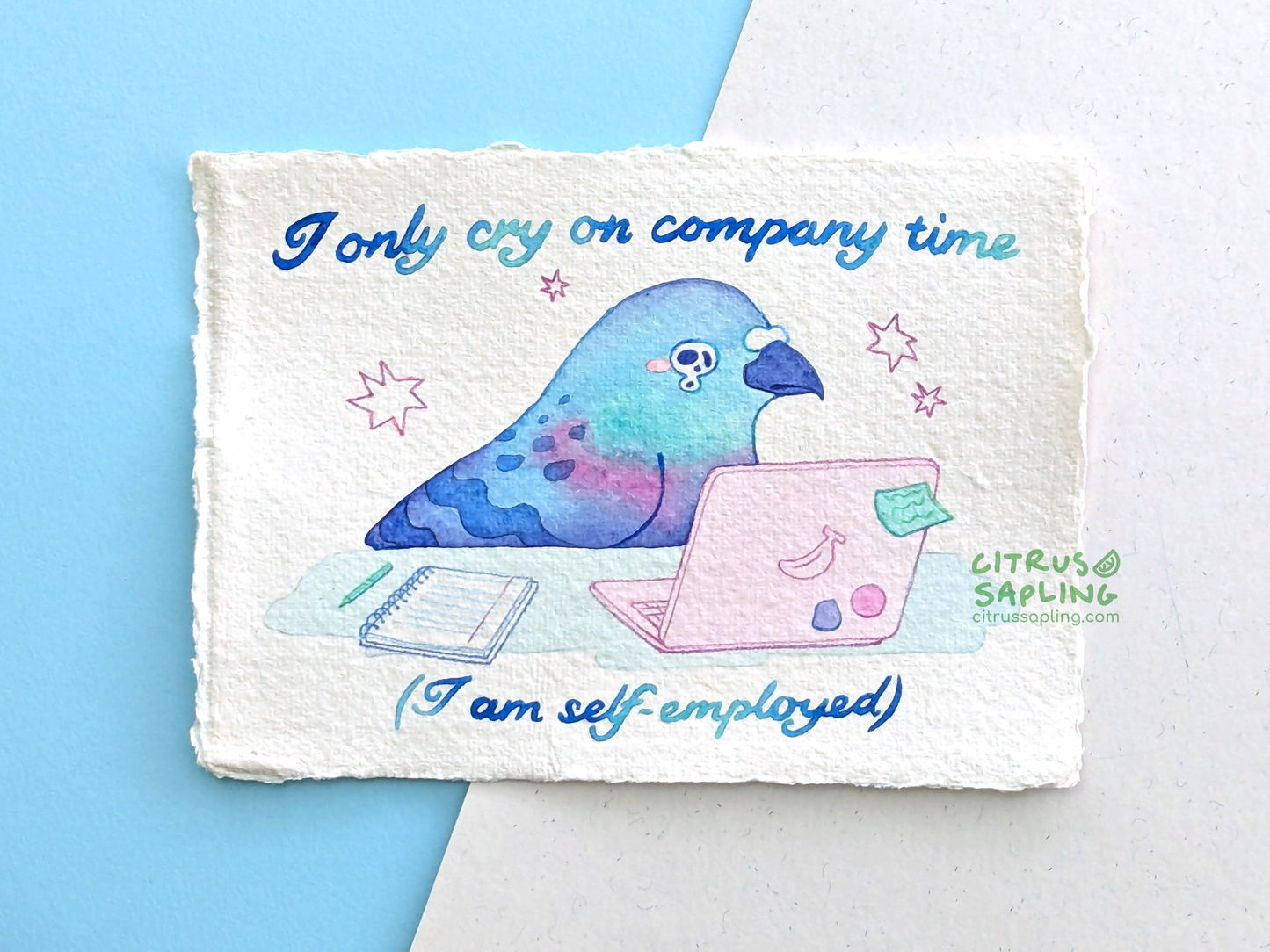 Self Employed Pigeon Original Watercolour Painting