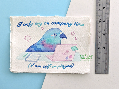 Self Employed Pigeon Original Watercolour Painting