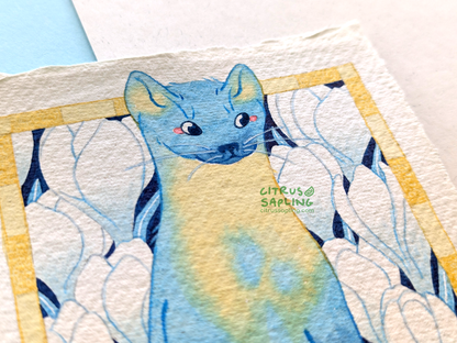 Crocus Pine Marten Original Watercolour Painting