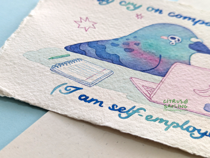 Self Employed Pigeon Original Watercolour Painting