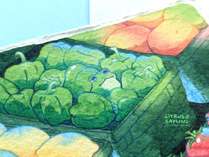 Frog Groceries Original Watercolour Painting