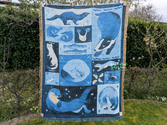 Mustelid Menu Woven Throw Blanket